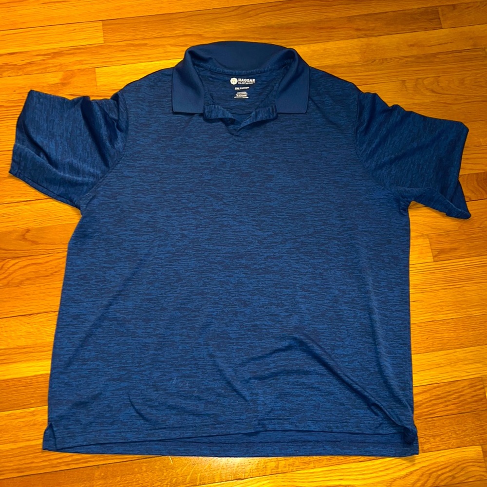 Haggar dark blue collared shirt with hint of black